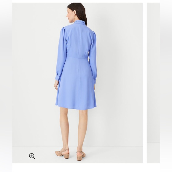 Ann Taylor Chain Tie Neck Pleated Flare Dress - Picture 2 of 5